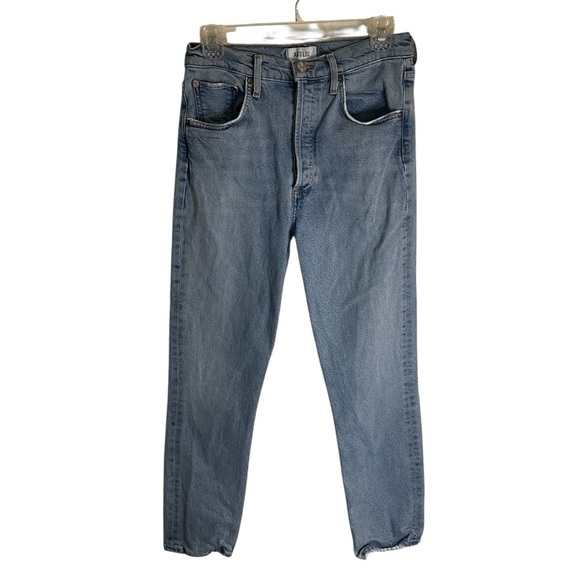 AGOLDE  Blue Straight Jeans with ButtonFly Size 27 medium wash retro chic preppy - Picture 1 of 6